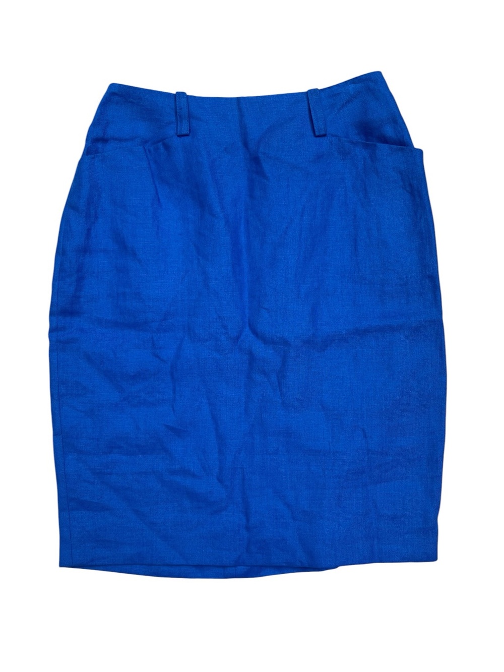 Linda Allard Ellen Tracy Blue Linen‎ Pencil Skirt Size 2 NWOT